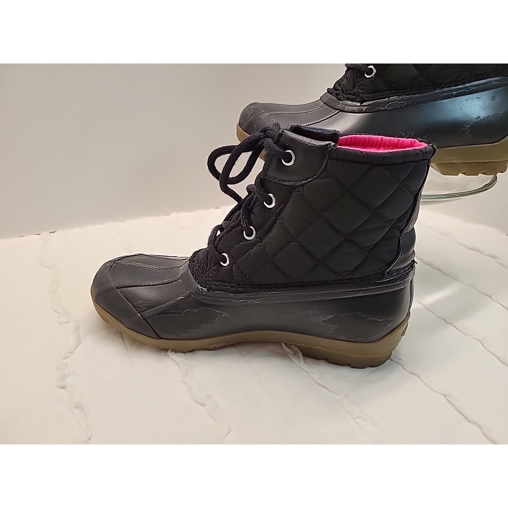 Sperry Boots Kids Size 3M Girls Port Lace Up Duck Boots Bootie Black - Picture 4 of 12